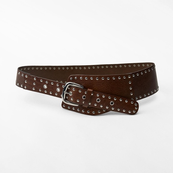 ZARA STUDDED LEATHER SASH BELT - Picture 2 of 6